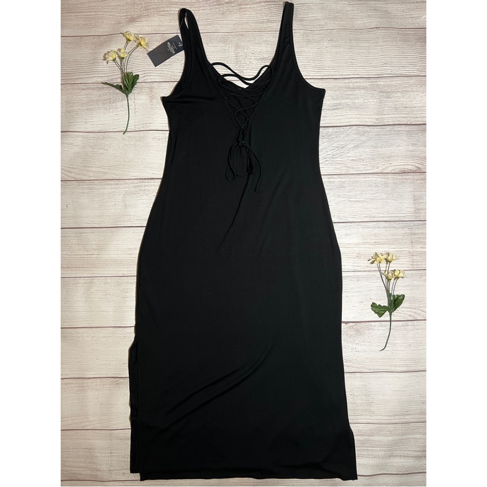 HOLLISTER Soft V-Neck Strappy Tie Back Midi Dress - Picture 7 of 14